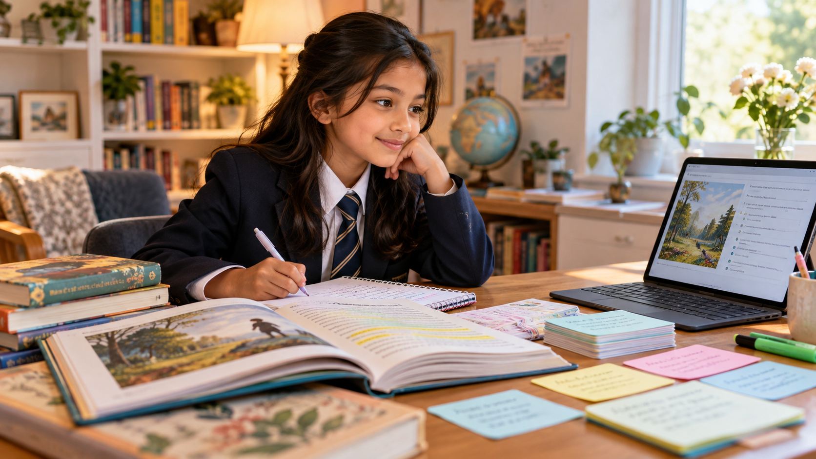 English pupil studying the subject