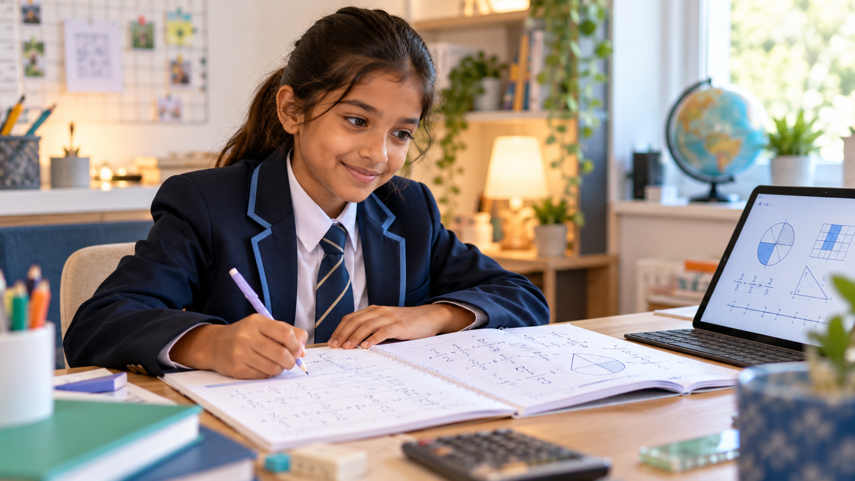 11+ Maths pupil working on mathematical reasoning