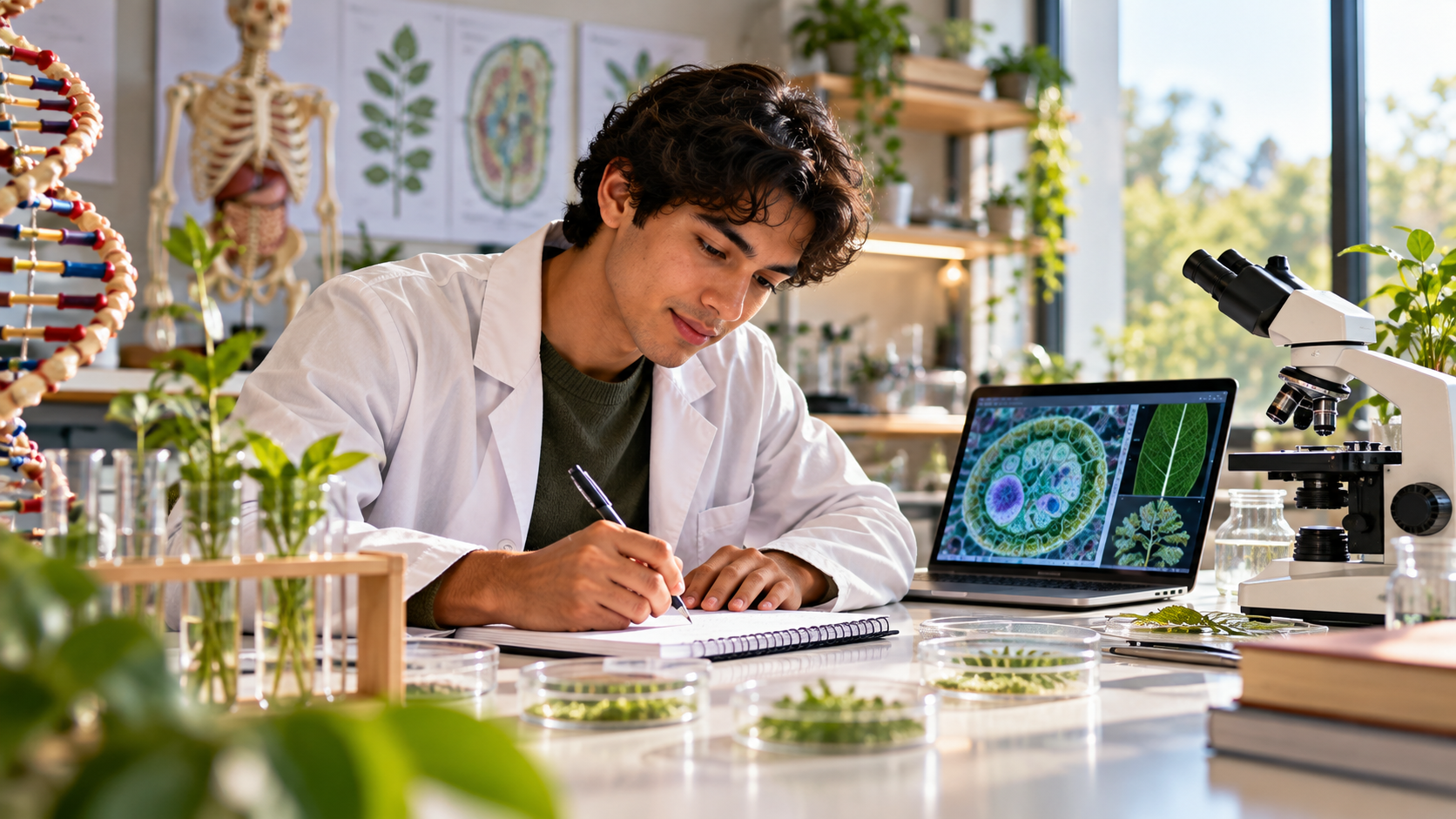 Professional study scene for A-Level Biology