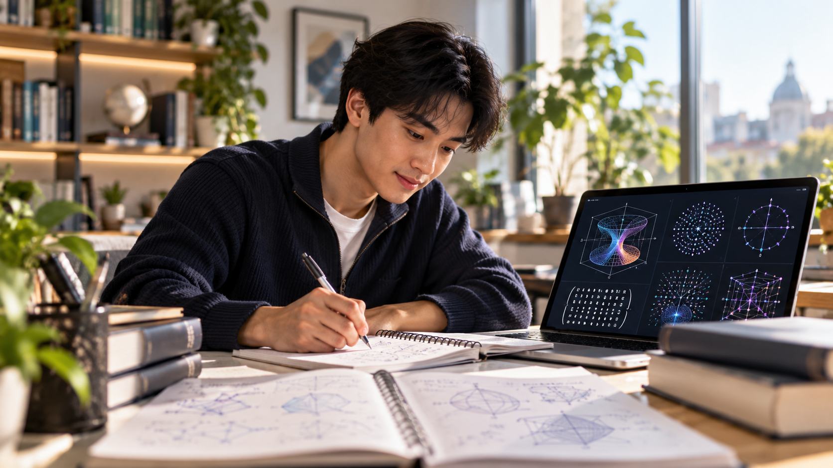 Professional study scene for A-Level Further Mathematics