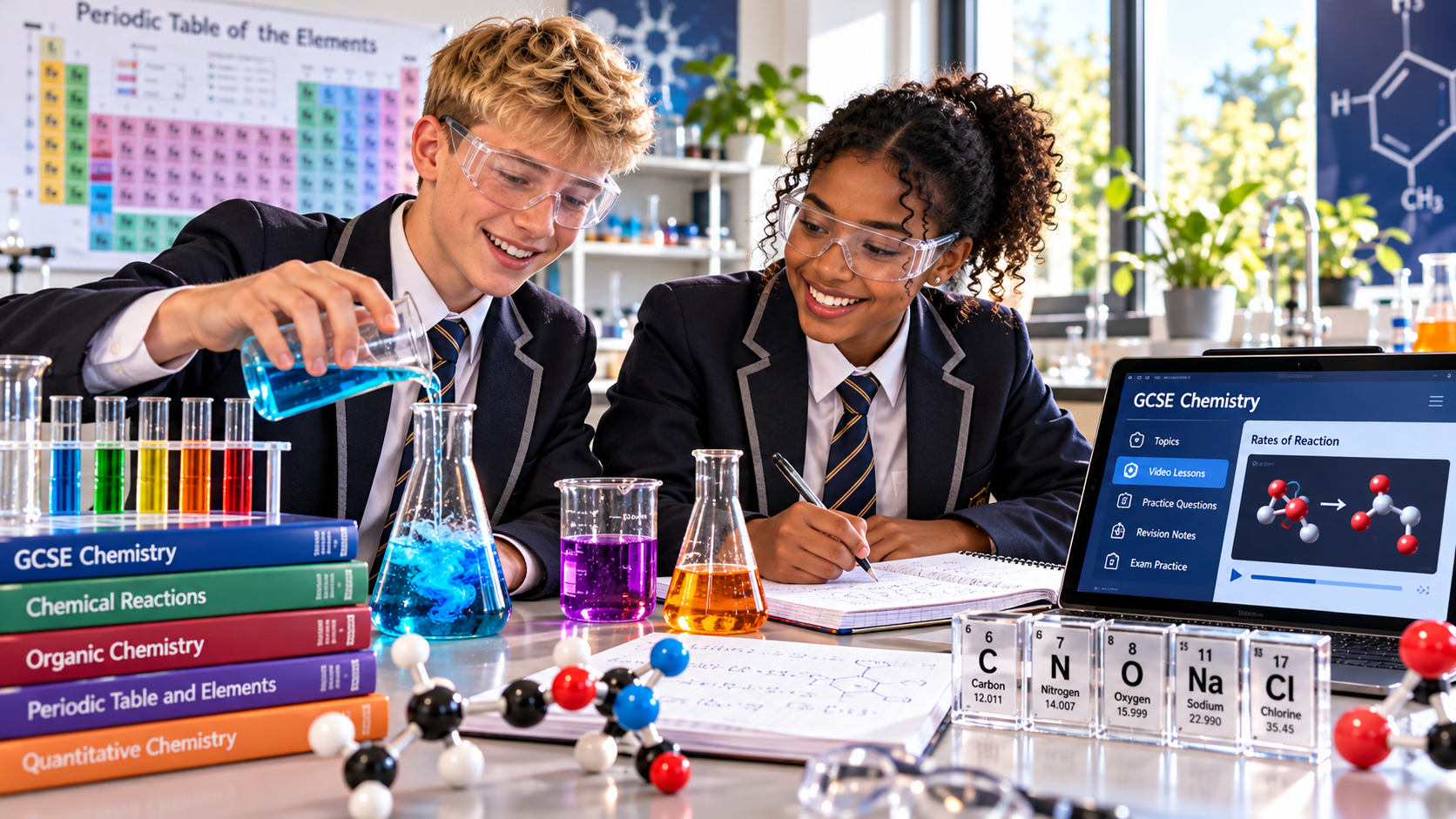 GCSE Chemistry pupils studying