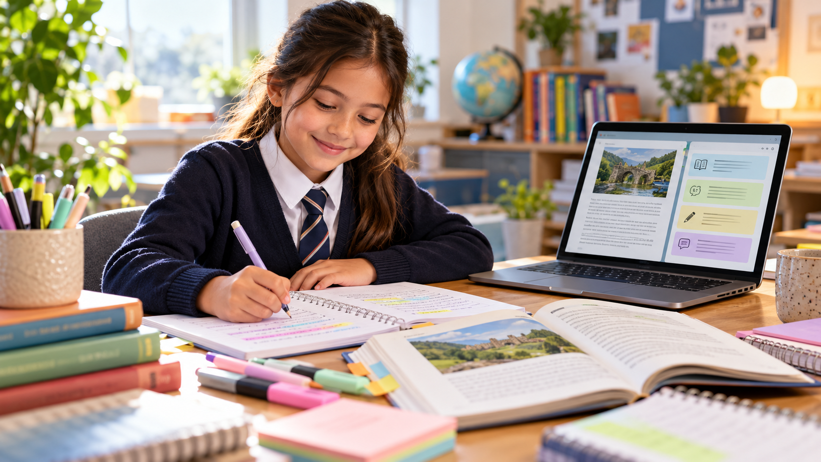 English pupil studying the subject