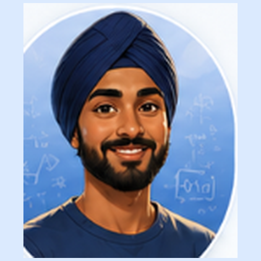 Illustrated portrait of Ajay, a young adult Sikh LearnOS tutor wearing a turban