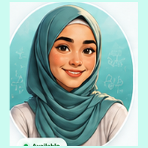 Illustrated portrait of Marina, a young adult LearnOS tutor wearing a hijab